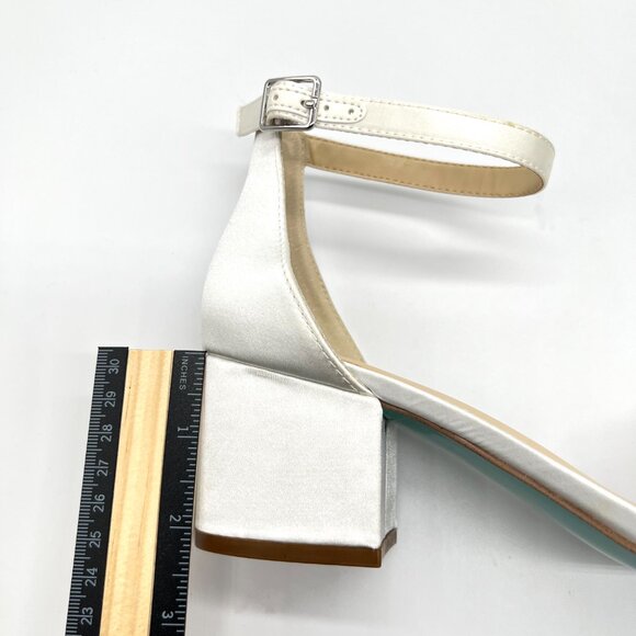 Betsey Johnson Womens 8M Mel Ivory White Satin Jeweled Heels Dress Sandals Shoes - Picture 13 of 14